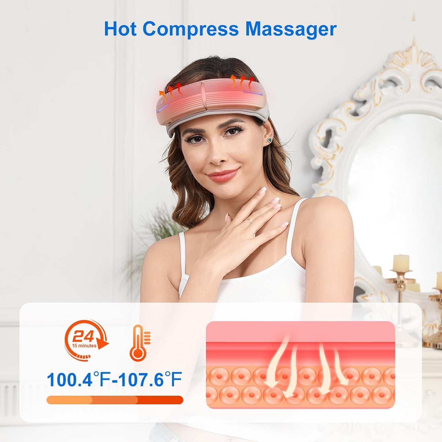 Portable Electric Head Massager - 5 Modes, Heat & Bluetooth
