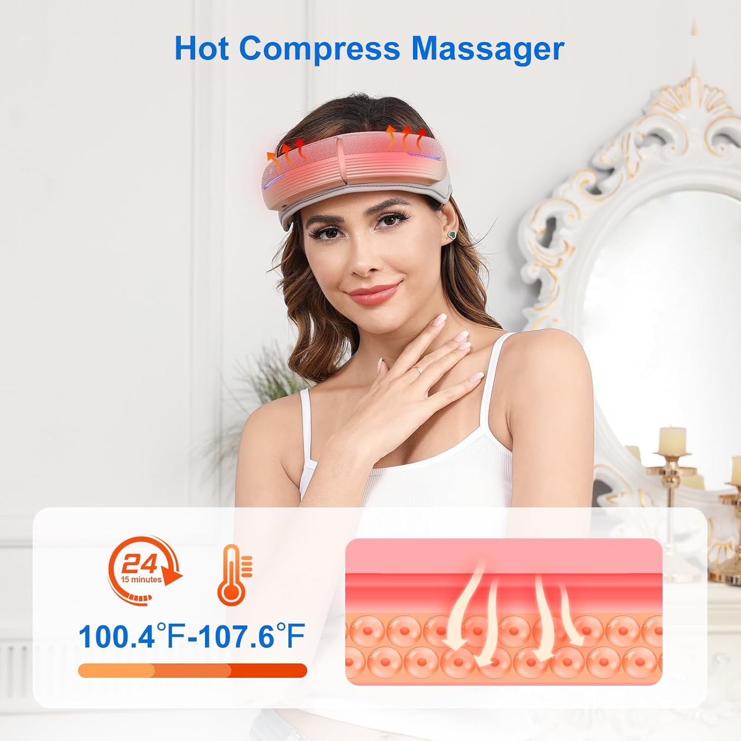 Portable Electric Head Massager - 5 Modes, Heat & Bluetooth