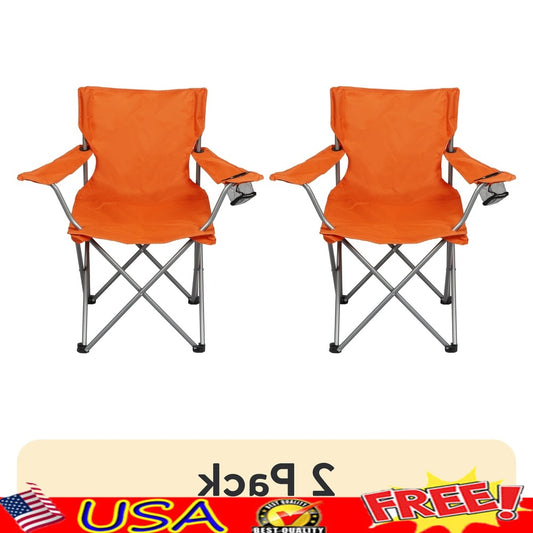 Folding Camp Chairs 2-Pack with Cup Holder - Portable & Durable