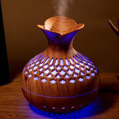Wood Grain Flower Humidifier - USB Aromatherapy Diffuser