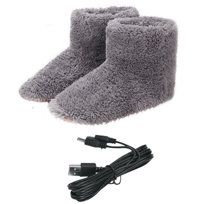 Electric Foot Warmer USB Heated Plush Slippers - Cozy & Washable