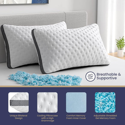 Cooling Gel Memory Foam Pillows - Queen Size Set of 2