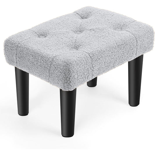 Teddy Velvet Ottoman Foot Rest - Grey, Office & Home Use