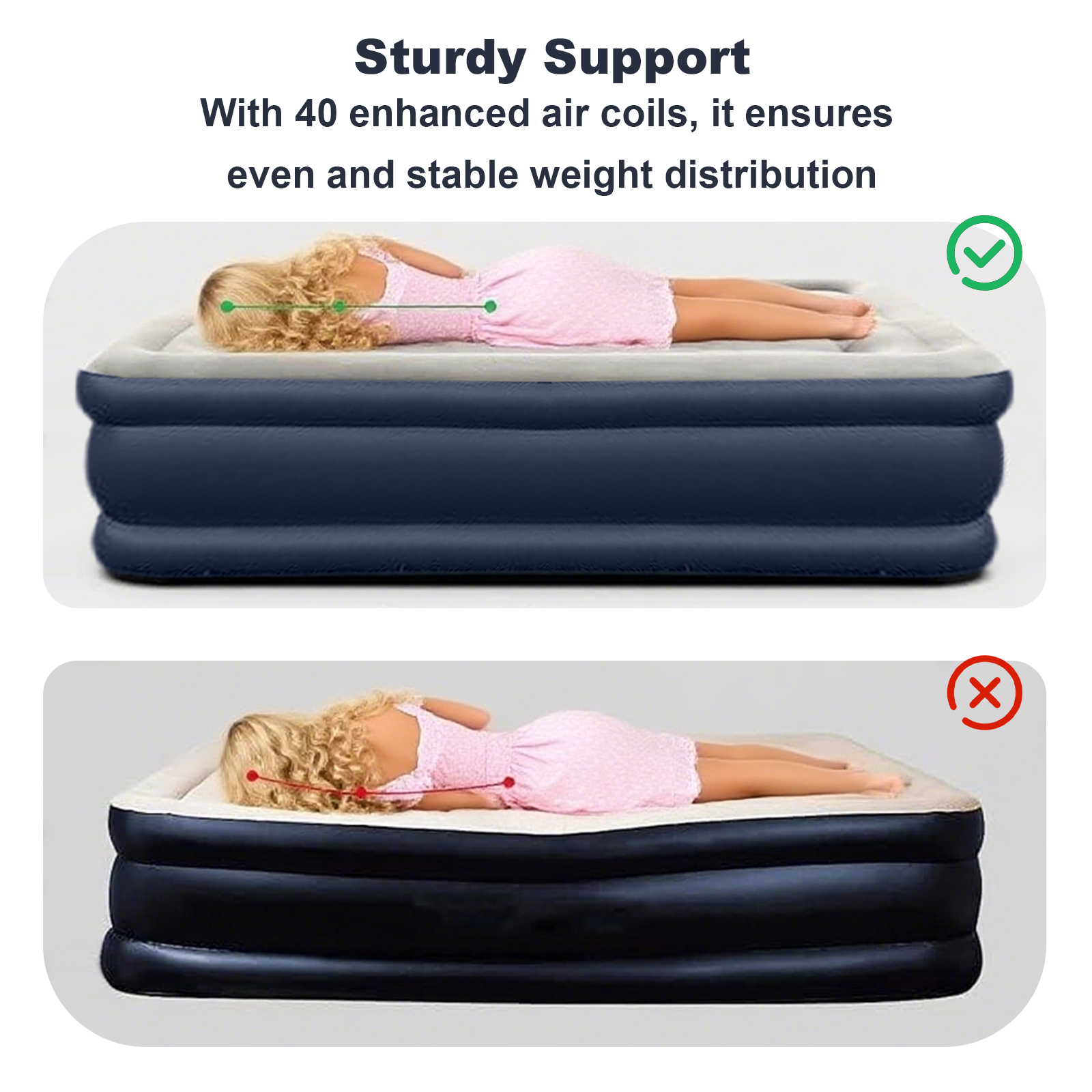 PVC Inflatable Mattress with Built-In Pump - 1-2 Person