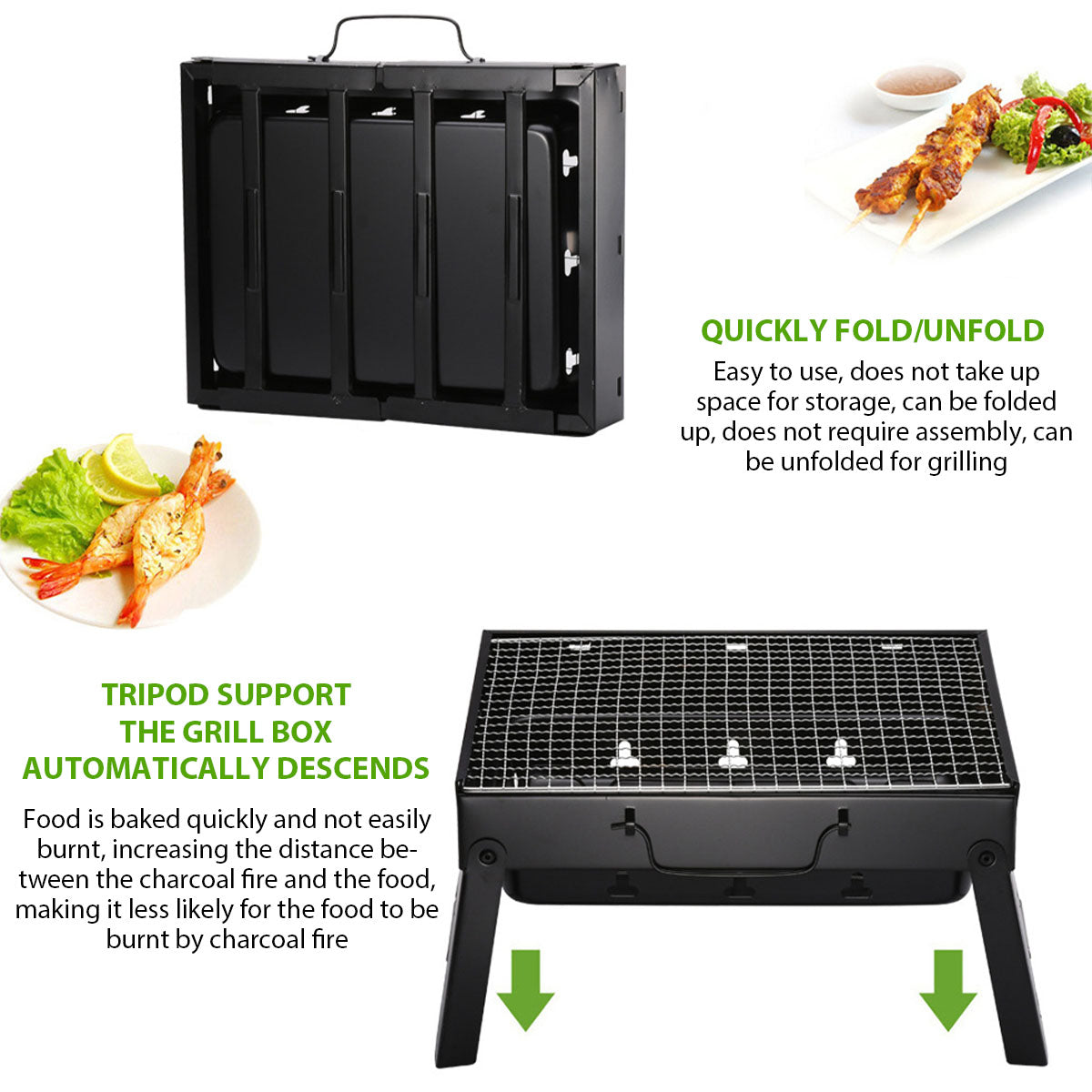 Portable BBQ Charcoal Grill - Stainless Steel Mini Kit