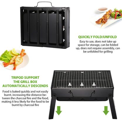 Portable BBQ Charcoal Grill - Stainless Steel Mini Kit