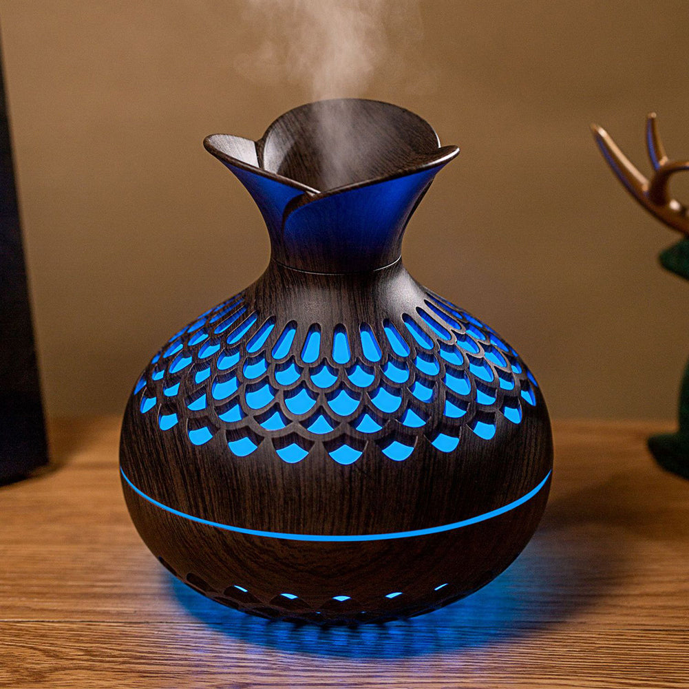Wood Grain Flower Humidifier - USB Aromatherapy Diffuser