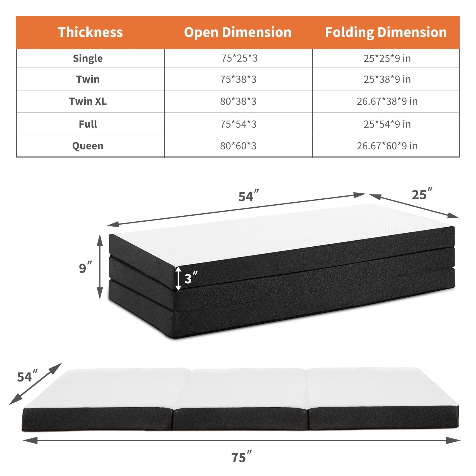 Memory Foam Travel Mattress - Portable, Foldable, CertiPUR-US